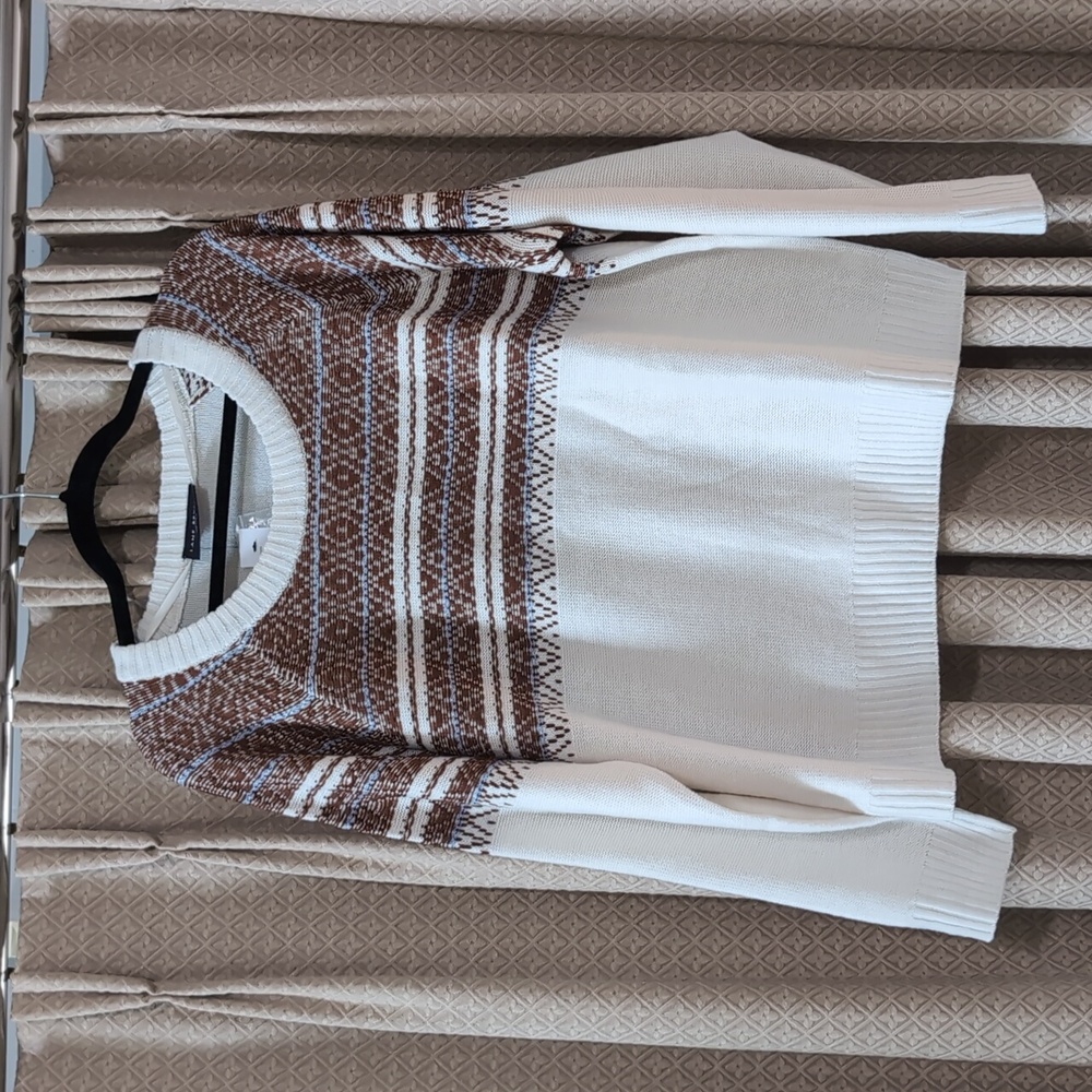 NWT Women's Size 18/20 Lane Bryant Ivory Fair Isle Pullover Knit Sweater